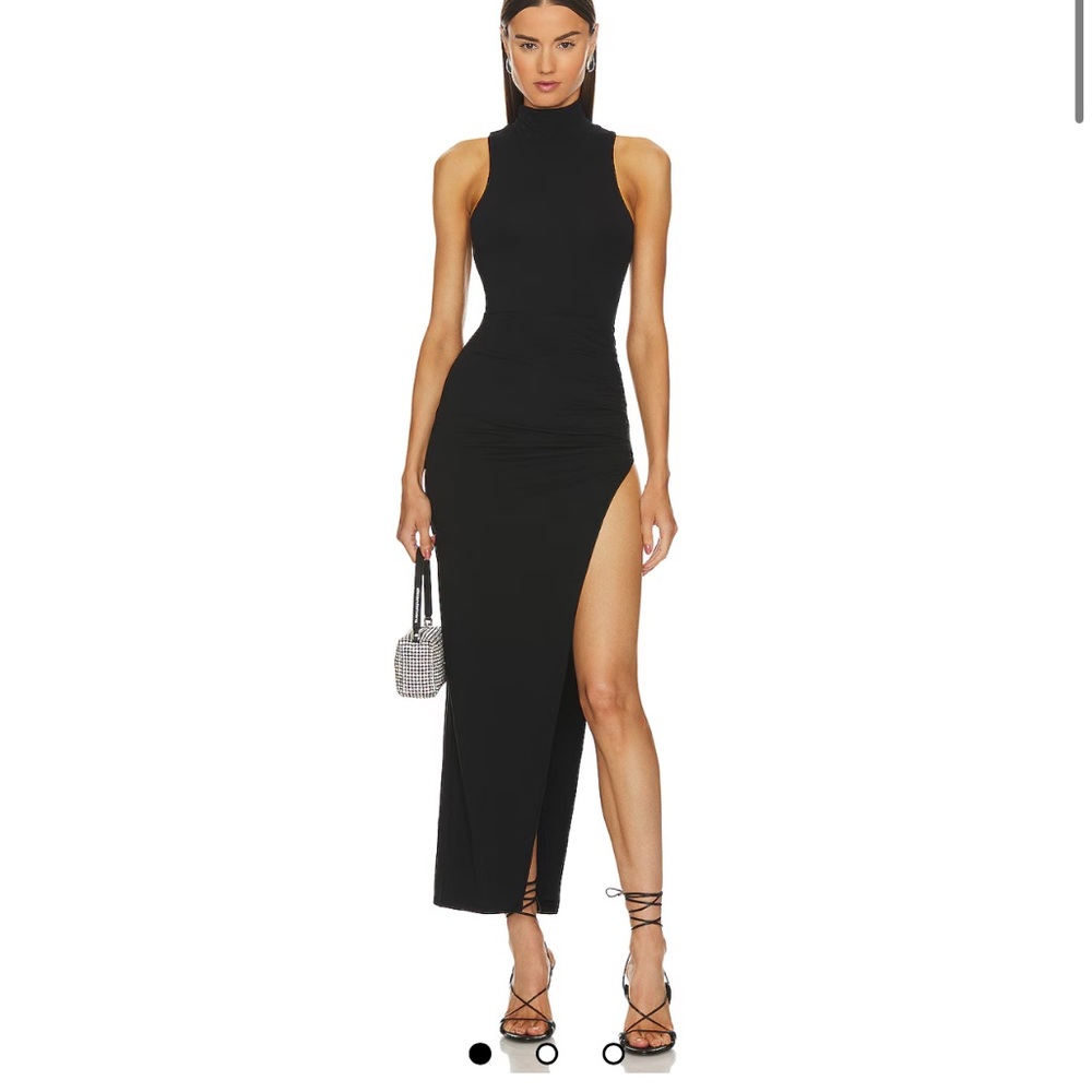 REVOLVE Black Asymmetrical High-Slit Dress